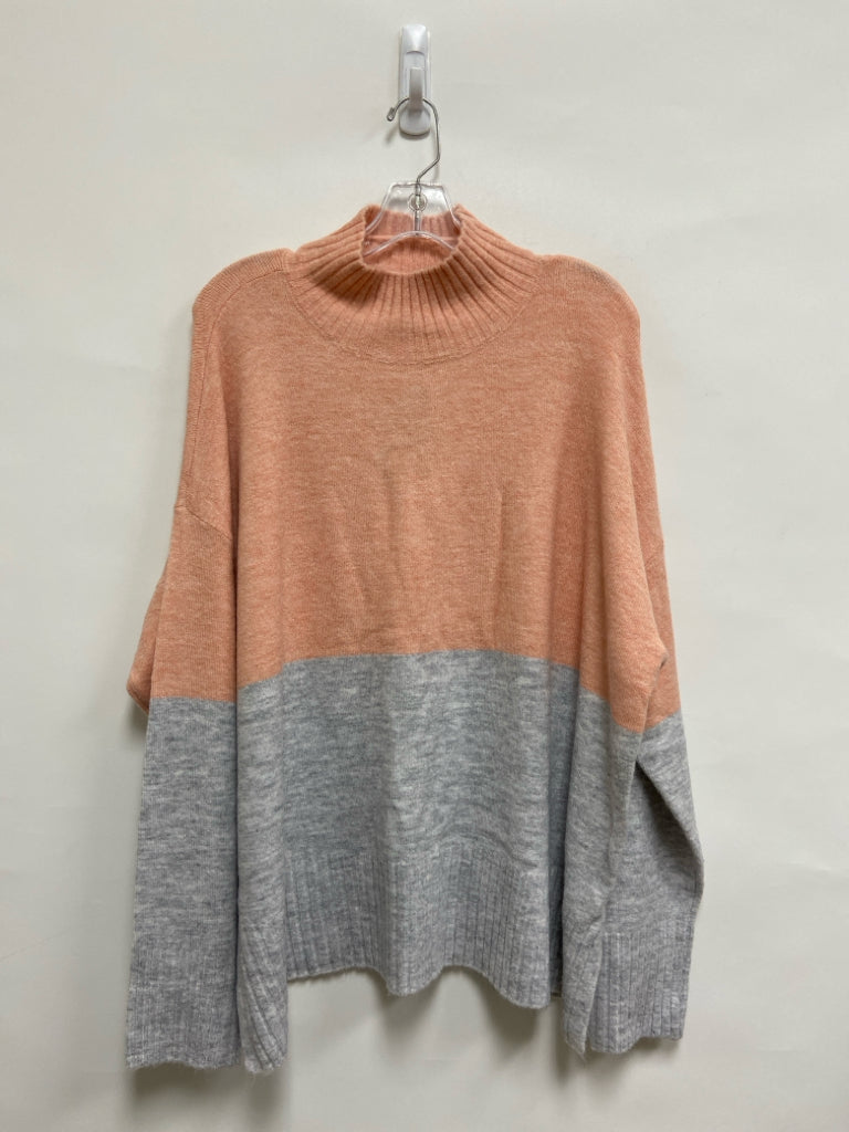 NWT Limited Size XL Peach Gray Color Block Mock Neck Ladies Sweater