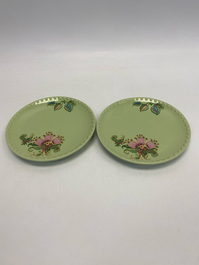 Green Multi Color Flowers Plate (s)