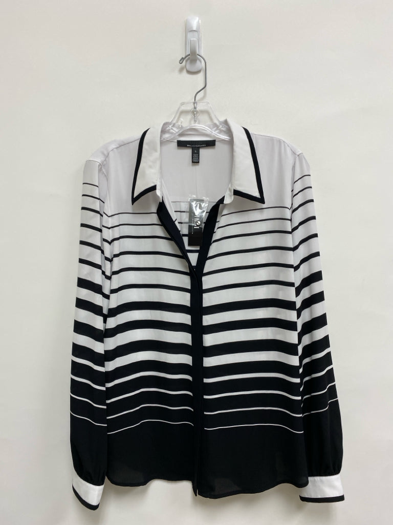 NWT WHBM Size L White Black Striped Ladies Top