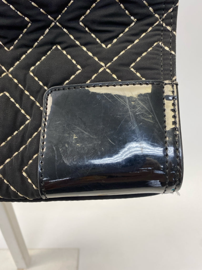 Tory Burch Black Gold Stitching Fabric Handbag
