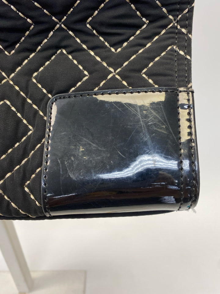 Tory Burch Black Gold Stitching Fabric Handbag