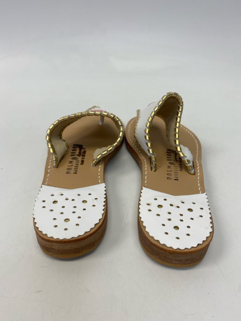 Size 6 White Pink/Gold Bird(s) Sandals