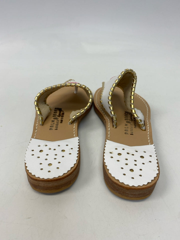 Size 6 White Pink/Gold Bird(s) Sandals