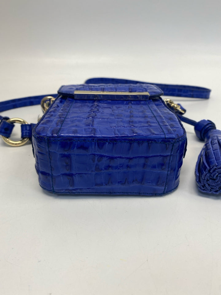 Brahmin Blue Embossed Leather Crossbody