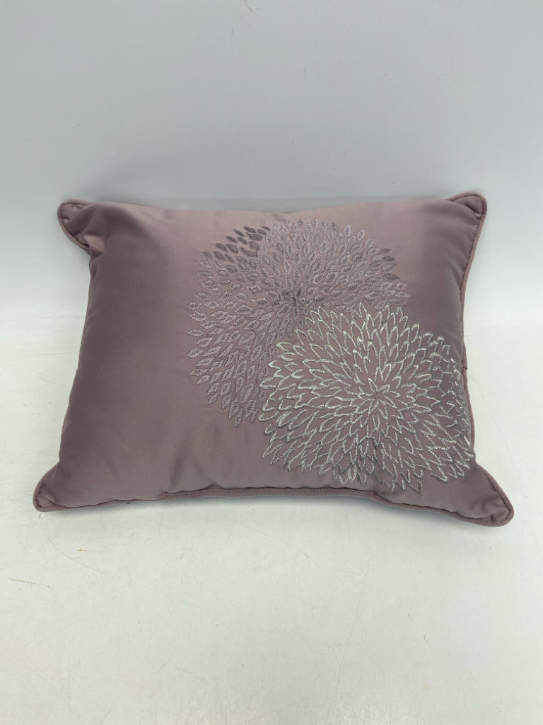 Lavender Silver Floral Embroidered Pillow