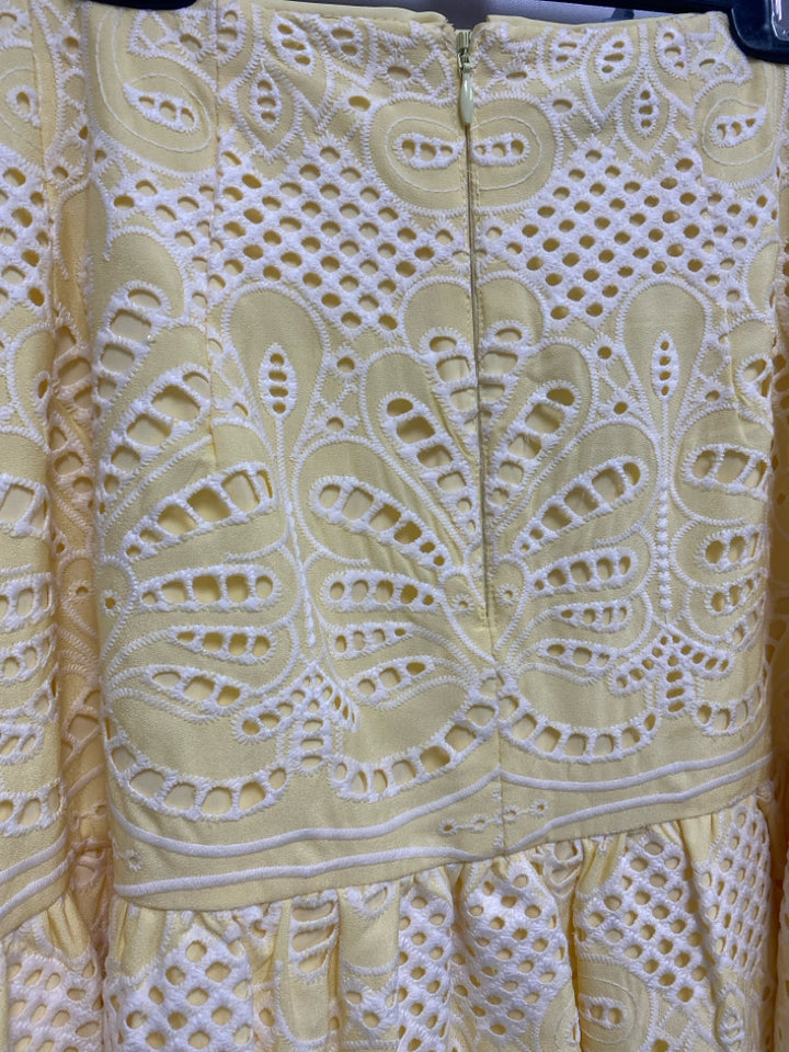 NWT Antonio Melani Size 6 Yellow White Embroidered Maxi Ladies Skirt