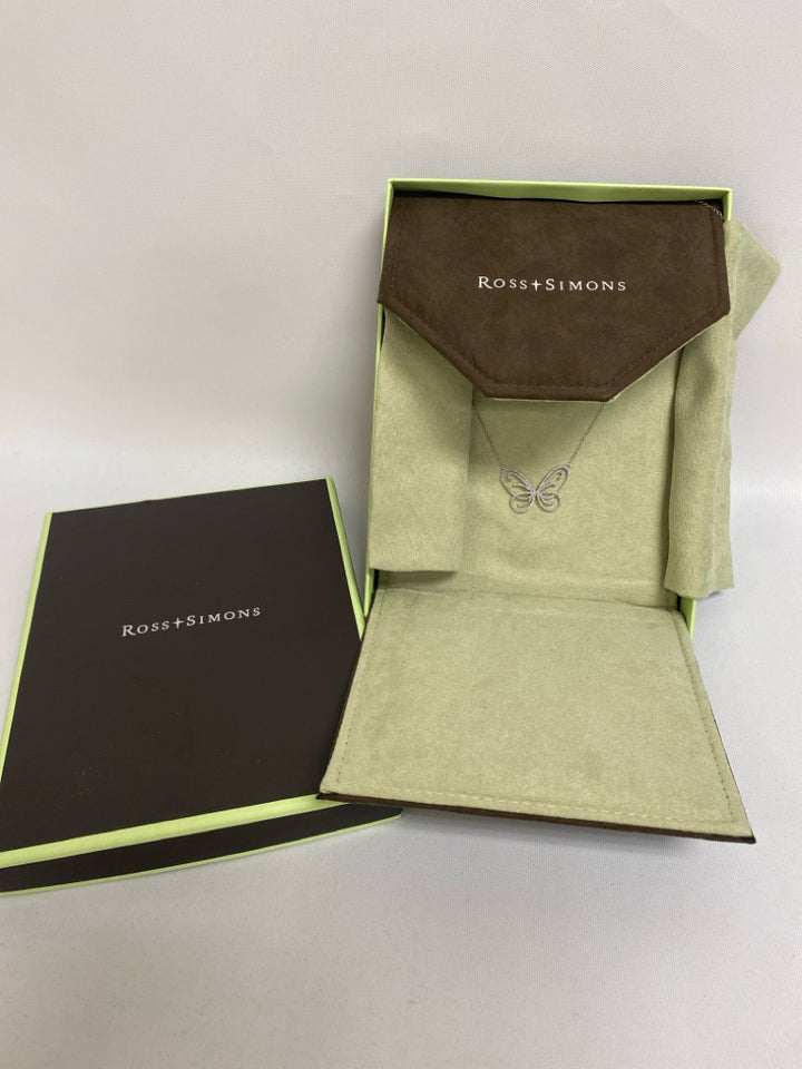 NEW/BOX Ross-Simons Silver Clear Jeweled Necklace