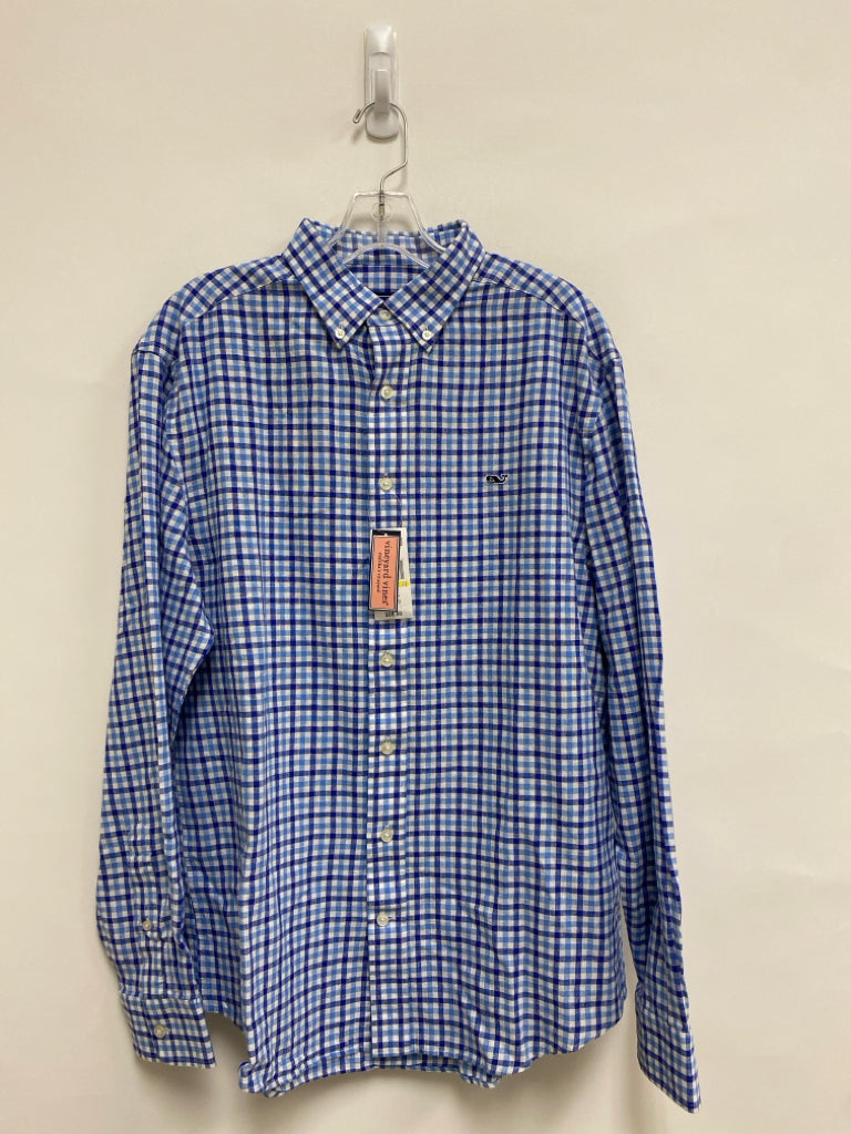 NWT Vineyard Vines Size M White/Blue Checkered Button Up Men&