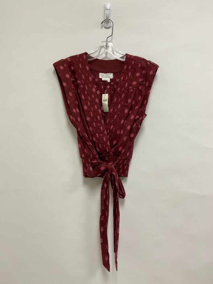 NWT Anthropologie Size M Burgundy Pink Sleeveless Embroidered Ladies Top