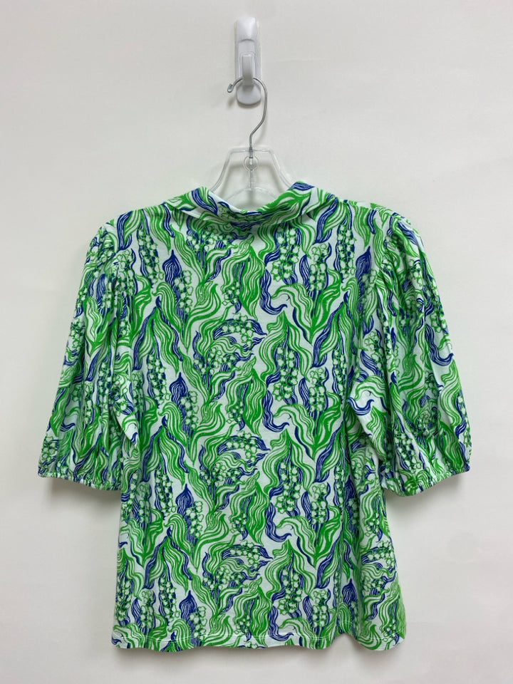 NWT LILLY PULITZER Size M White Green/Blue Waves Ladies Top