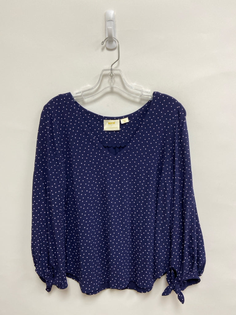 Maeve Size S Navy White Dots Puff Sleeve Ladies Top