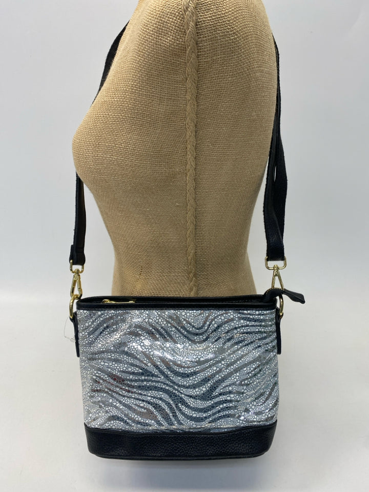 Silver Black Metallic Crossbody
