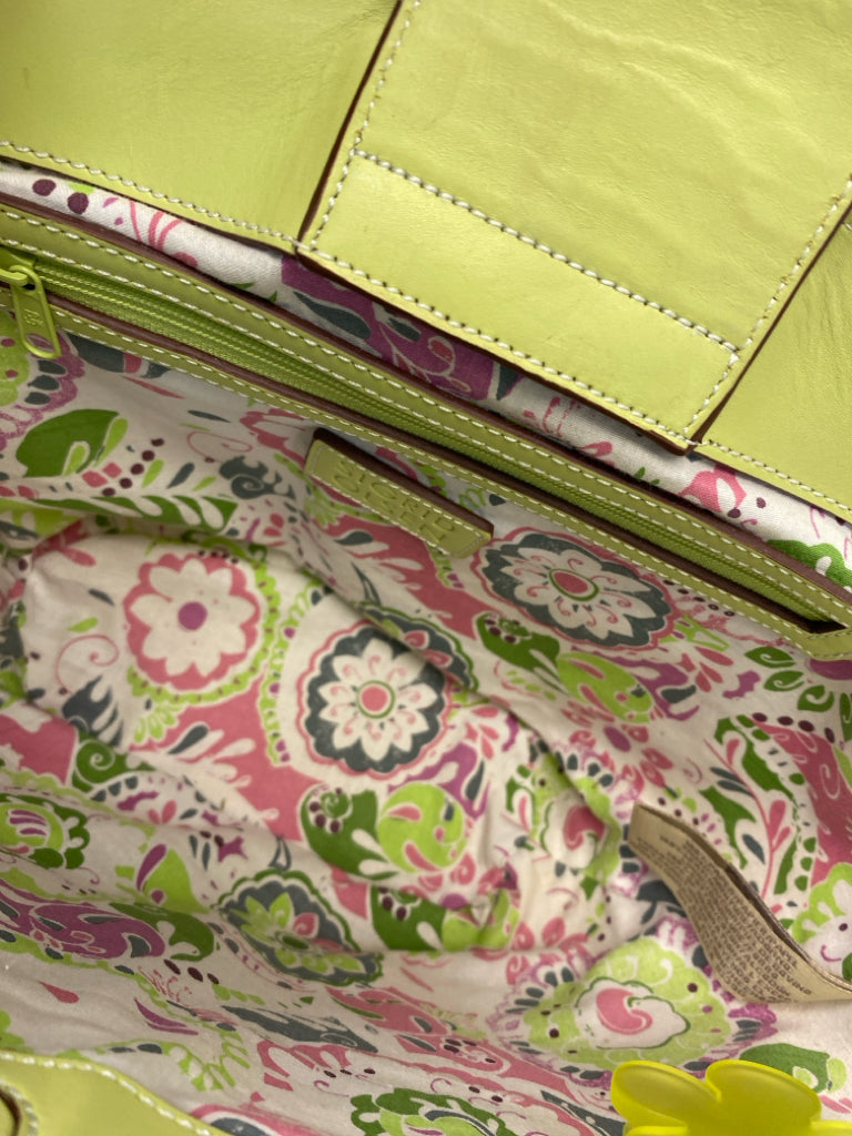 Sigrid Olsen Lime Green Multi-Color Beaded Straw Handbag