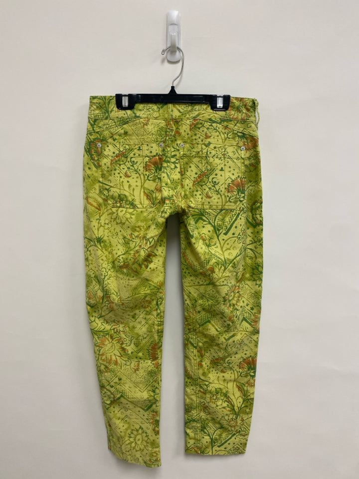 Pilcro Size 25 Lime Green Orange Print Cropped Ladies Pants