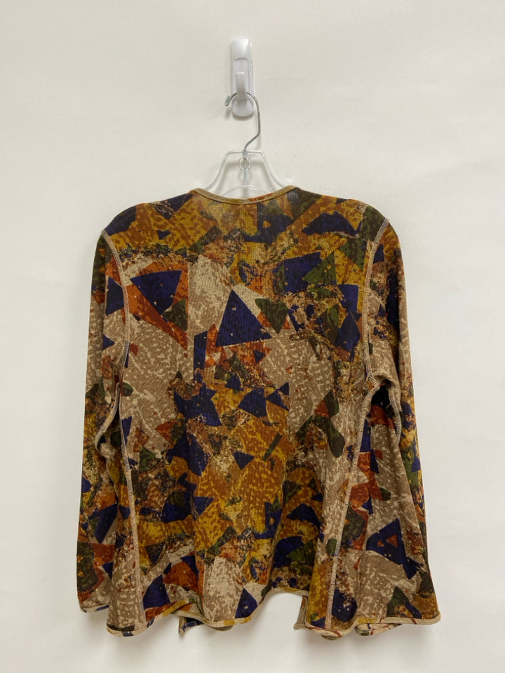 NWT Size S Green Brown/Blue Abstract Drape Ladies Jacket