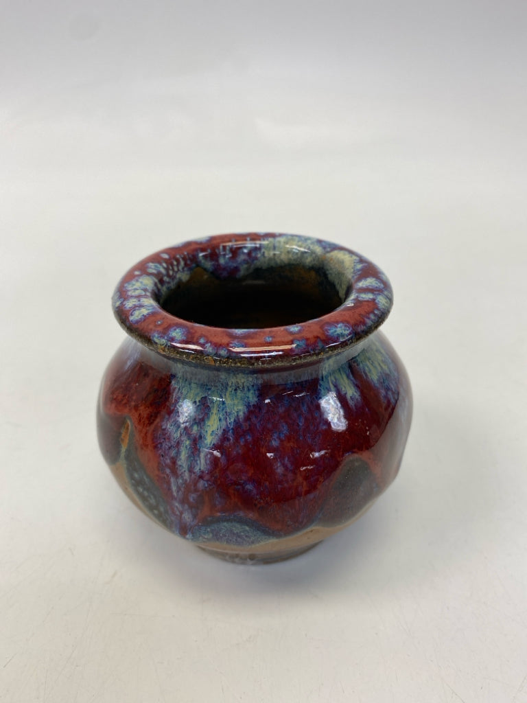 Dark Red Blue/Brown Pottery