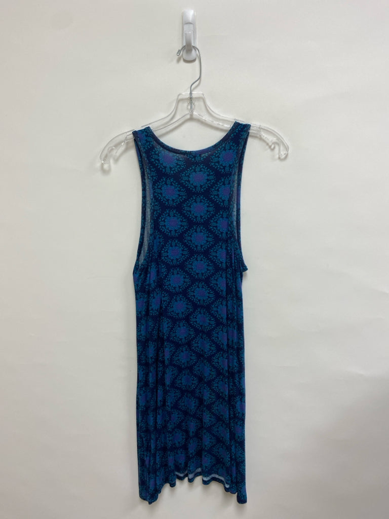 Natural Life Size L Navy Aqua/Purple Floral Sleeveless Ladies Dress