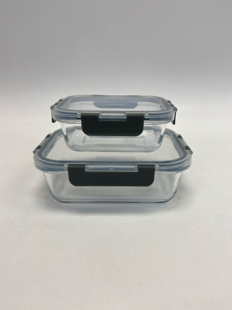NWOT Clear Gray Glass Storage Container