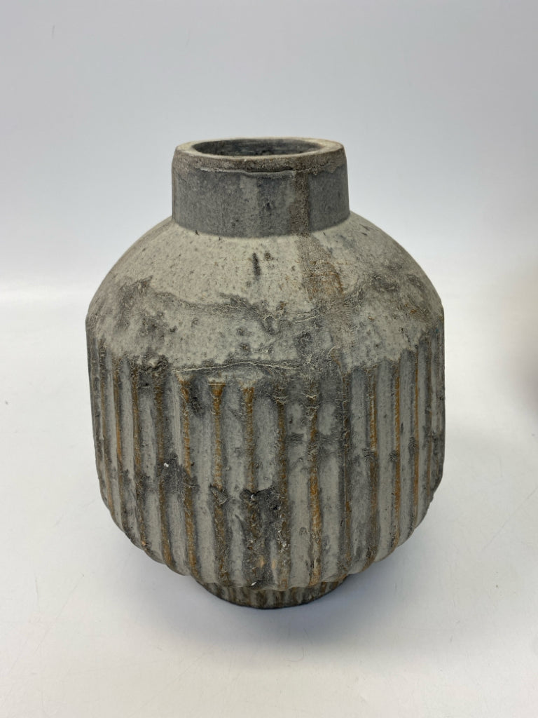 Magnolia Home Gray Ribbed Ceramic Vase