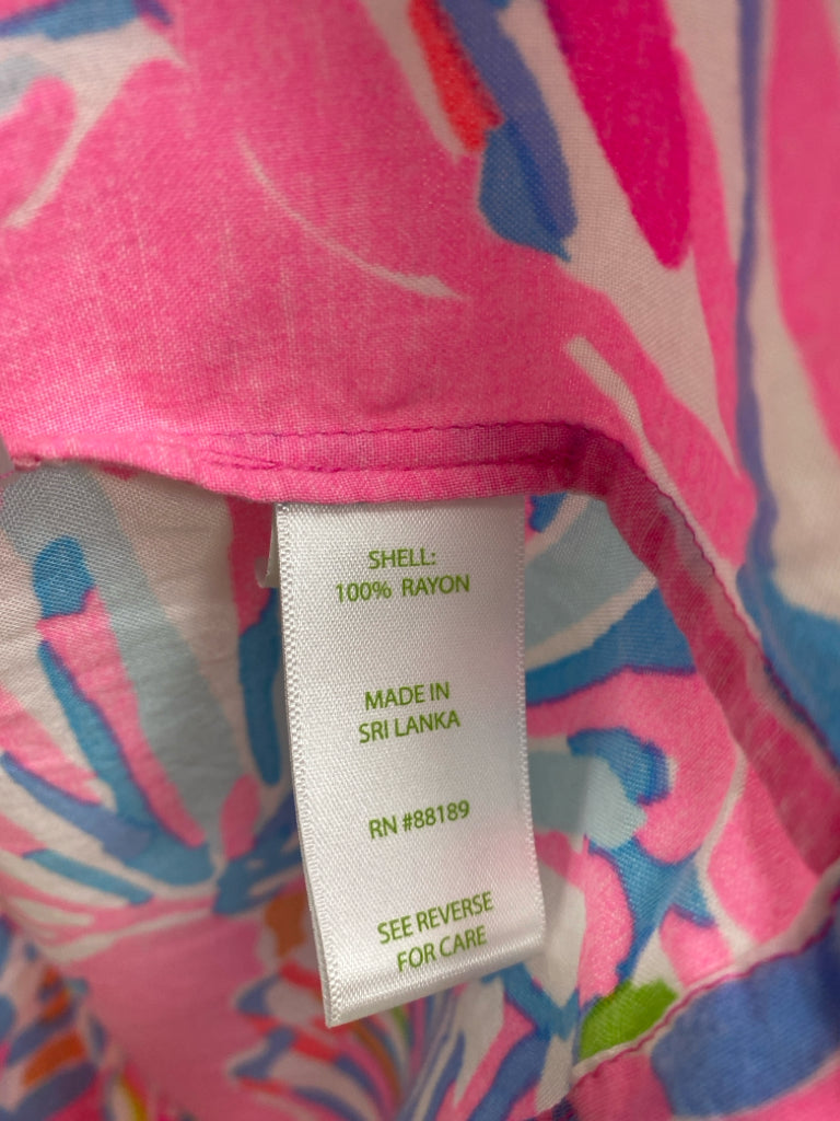 LILLY PULITZER Size S Pink/Blue White/Green Shells Pleats Ladies Dress