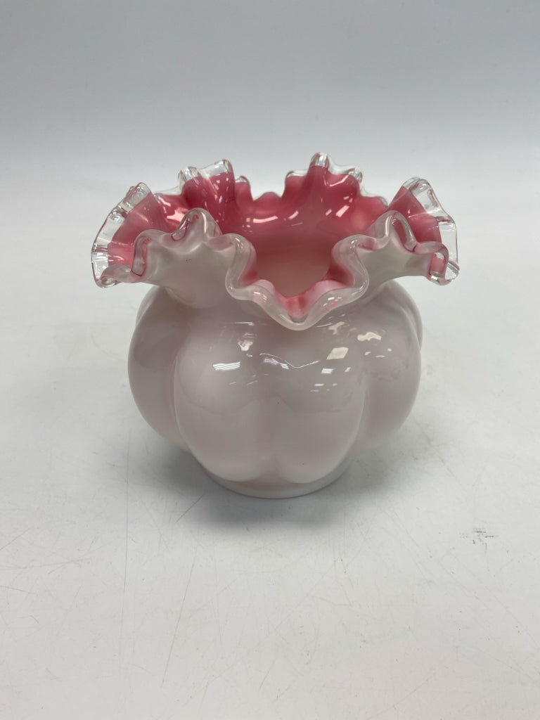 White Pink Ruffles Vase