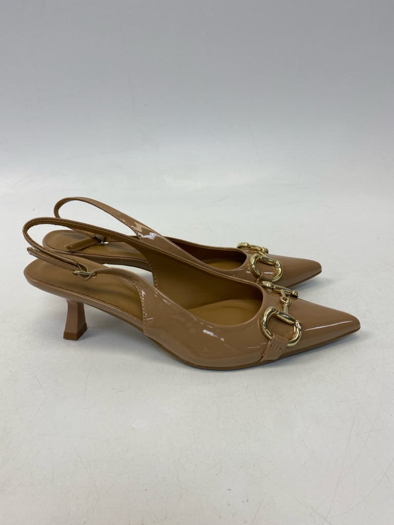 NWOT Billini US Shoe Size 8 Tan Gold Accent(s) Patent Heels