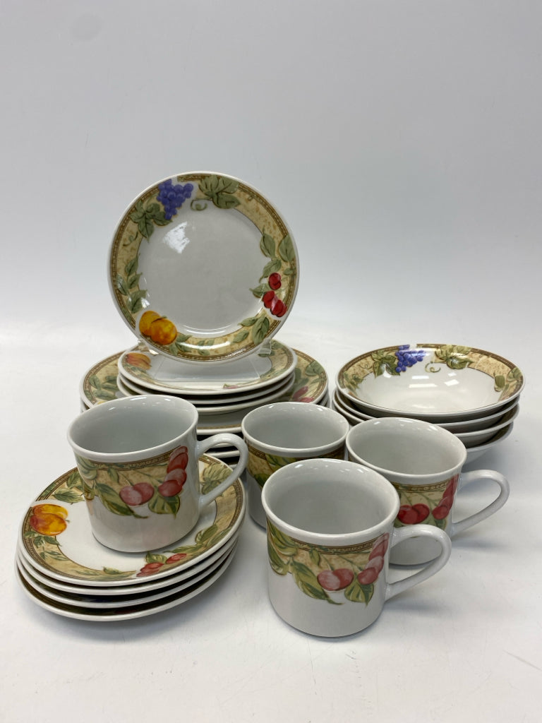 White Tan/Multi Fruit Dishes