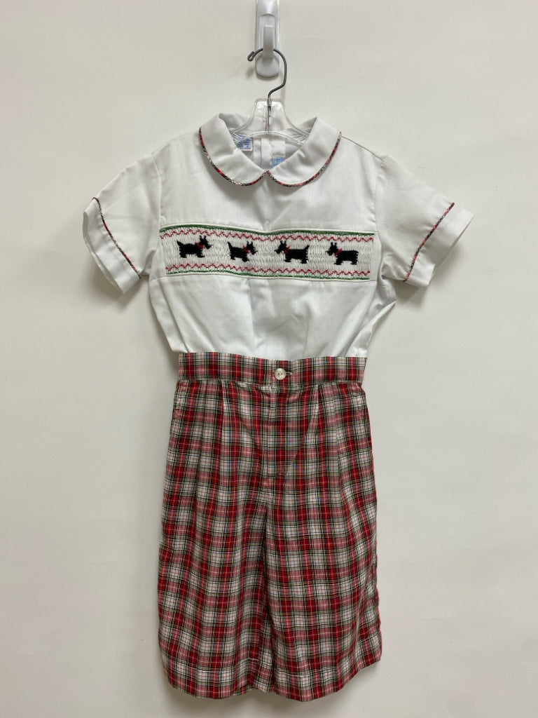 VIVE LA FETE SIZE 6 White Red/Green Plaid Short Sleeve Boy&