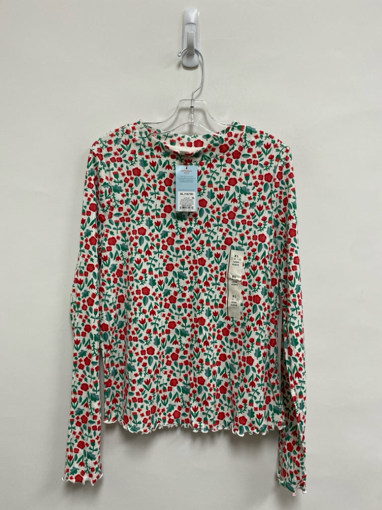 NWT Cat &amp; Jack SIZE 14/16 White Red/Green Floral Long Sleeve Girl&