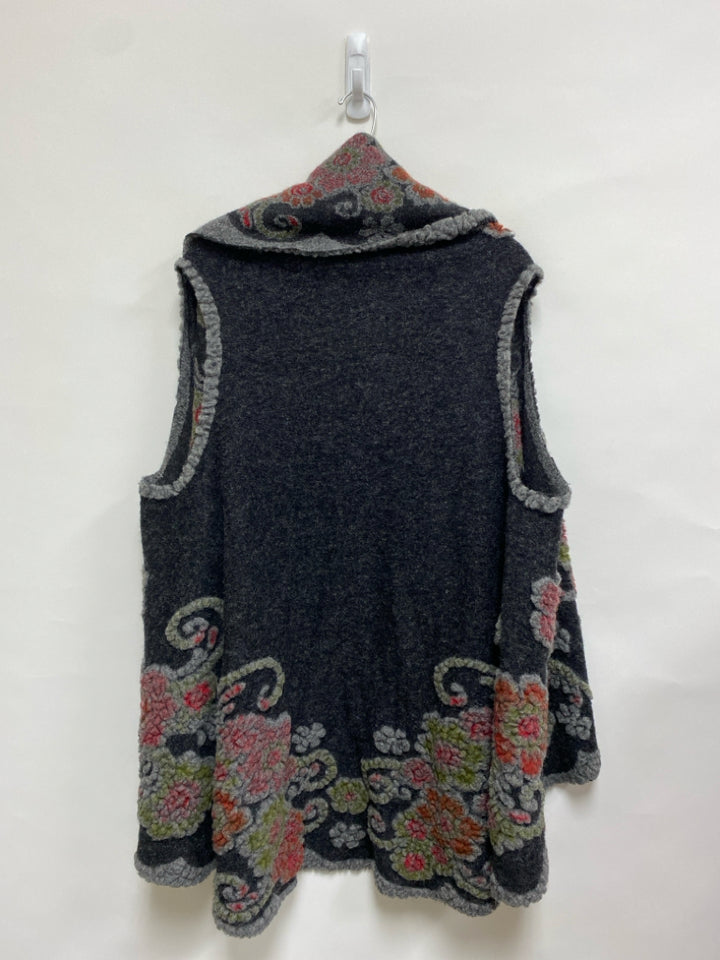Size L Black Gray/Green Wool Blend Ladies Sweater Vest