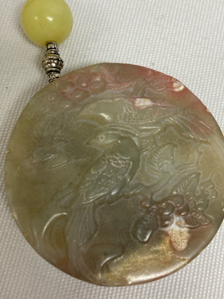 Silver Color Green/Pink Circles Necklace