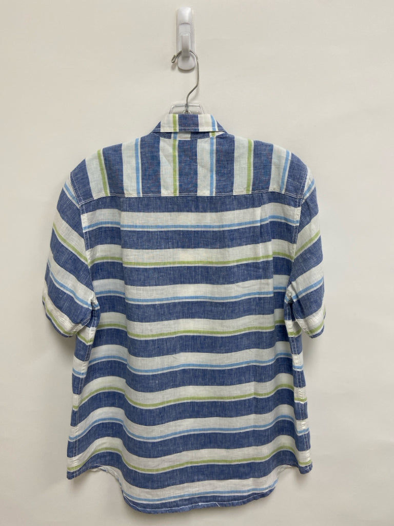Tommy Bahama Size S White/Blue Green Stripes Button Up Men&
