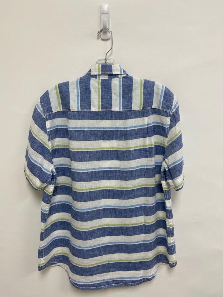 Tommy Bahama Size S White/Blue Green Stripes Button Up Men&