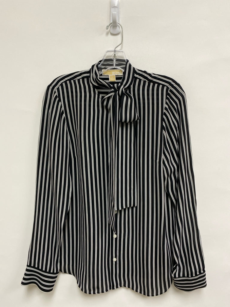 Michael Kors Size M Black White Stripes Long Sleeve Ladies Top