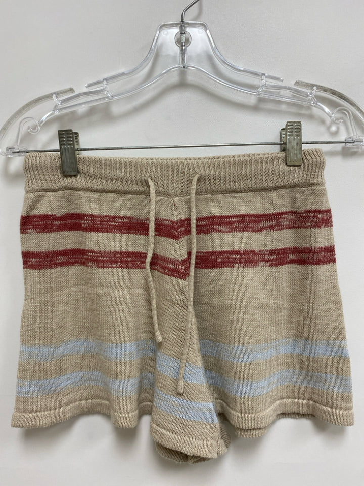 Size S Beige Blue/Red Stripes Ladies 2pc Shorts