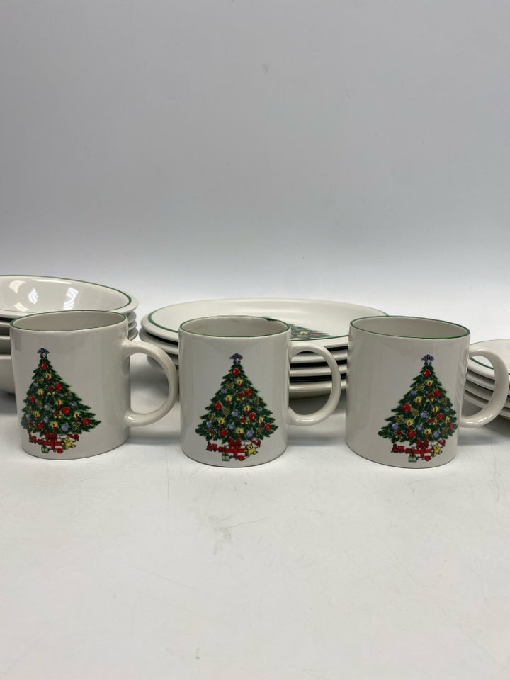 White Green Trees Christmas