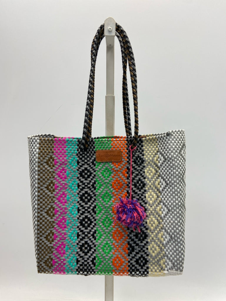 Tin Marin Multi-Color Woven Plastic Tote Bag