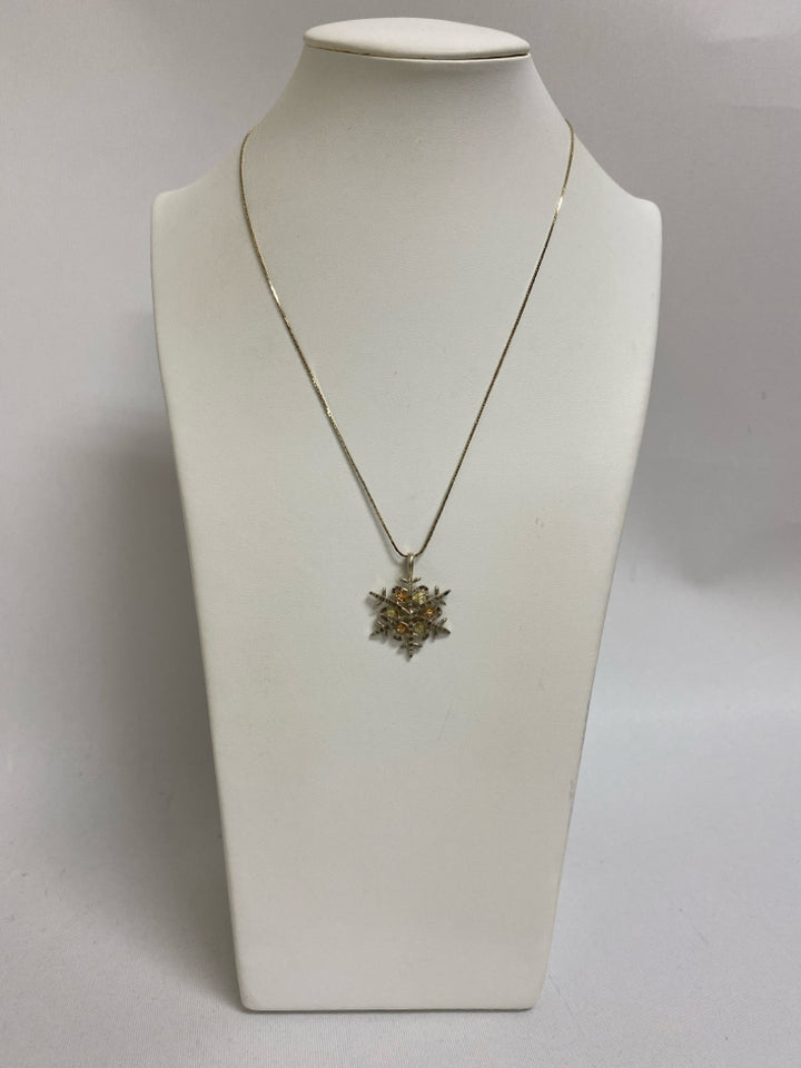 Silver Gold Color Snowflake Necklace
