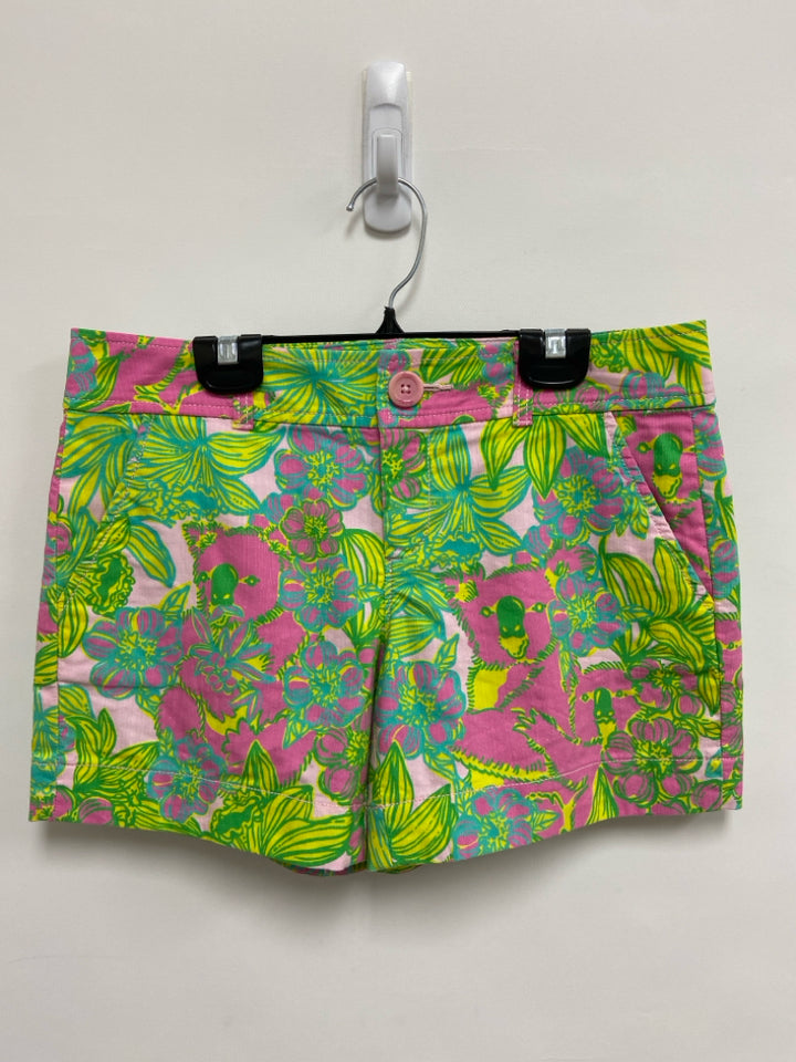 LILLY PULITZER Size 2 Pink Green/Yellow Ladies Shorts