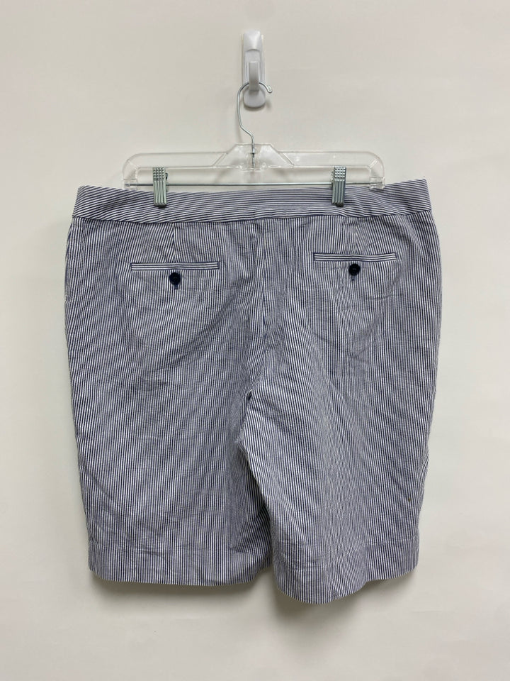 Talbots  SIZE  16 White/Navy Stripes Seersucker Plus Size Shorts