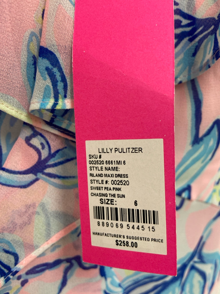 NWT LILLY PULITZER Size 6 Pink/White Blue/Green Floral Maxi Ladies Dress