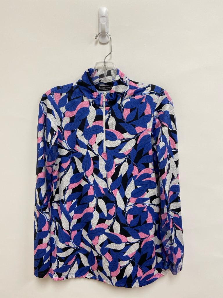 Size S Purple/Black Pink/Gray Leaves Quarter Zip Athletic Top