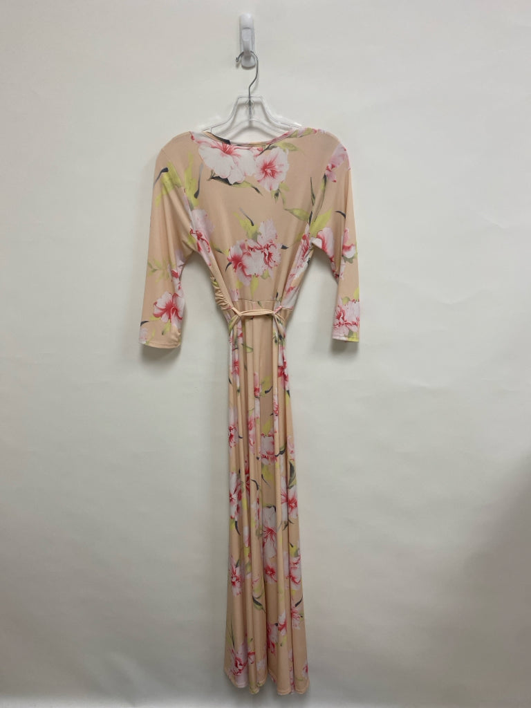 PINK BLUSH Size S Peach White/Coral Flowers Maxi Maternity Dress
