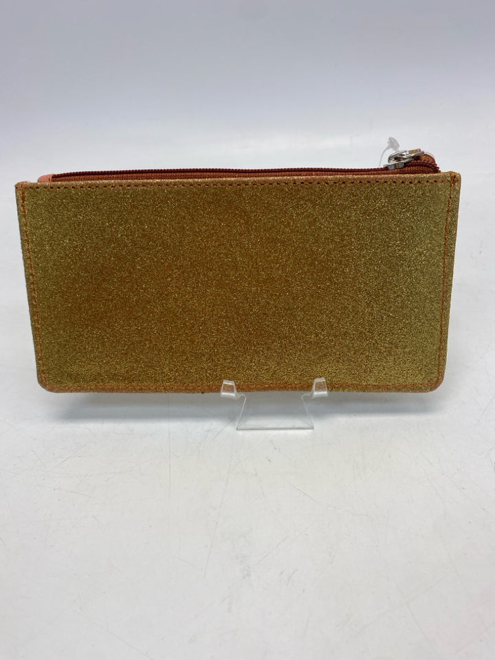 NWT Ballard Designs Gold Glitter Make-up Bag