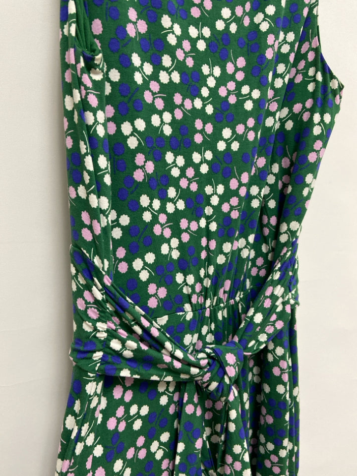 Boden Size 6 Green White/Blue Flowers Sleeveless Ladies Dress