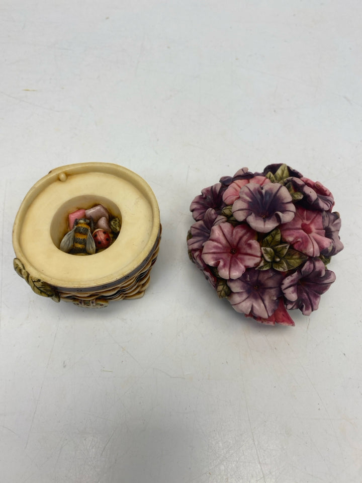 Longaberger Harmony Kingdom Petunia Basket Mini Trinket  Box