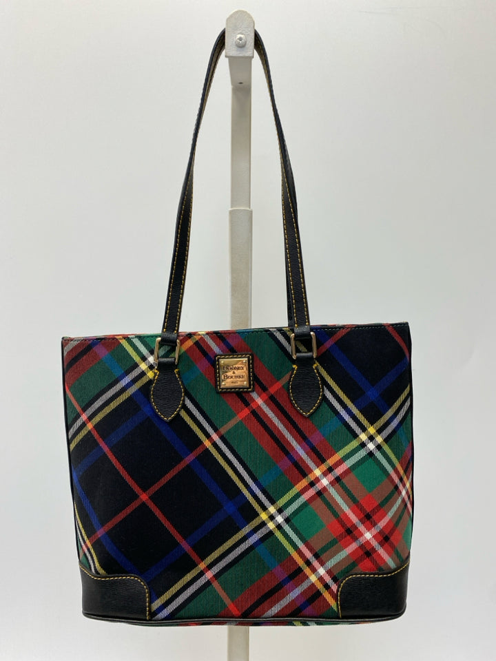 Dooney &amp; Bourke Black Multi-Color Plaid Handbag