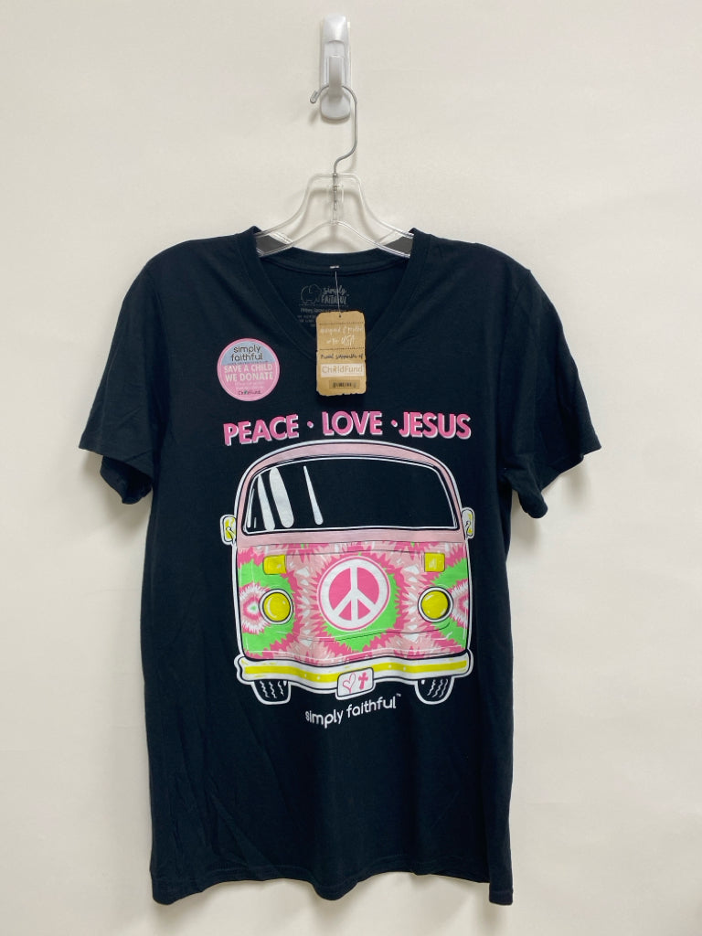 NWT Size S Black White/Pink Words Ladies Top