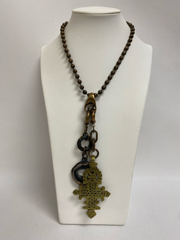 Bronze Gold Color Charms Necklace