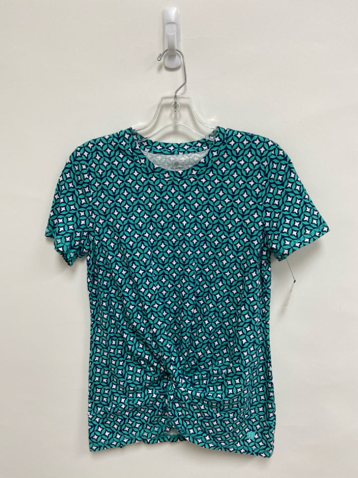 NWT Talbots Size XS Navy White/Blue Print Petite Top